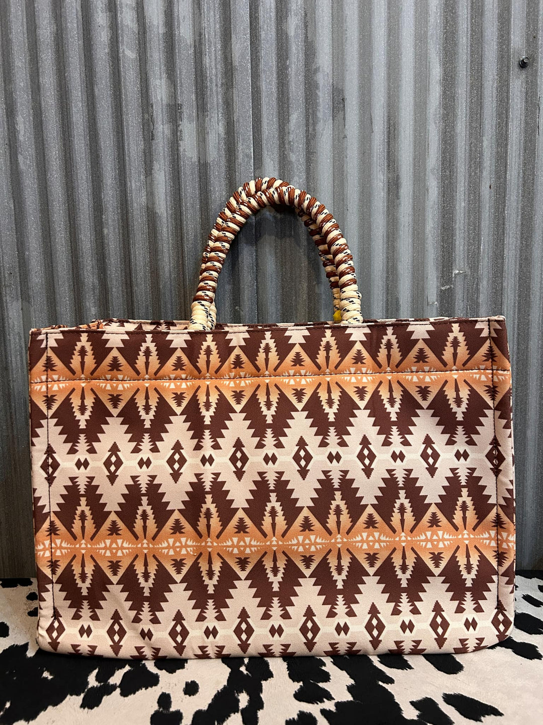 LIGHT COFFEE WRANGLER OVERSIZED TOTE BAG BRAIDED HANDLES WEEKENDER BAG
