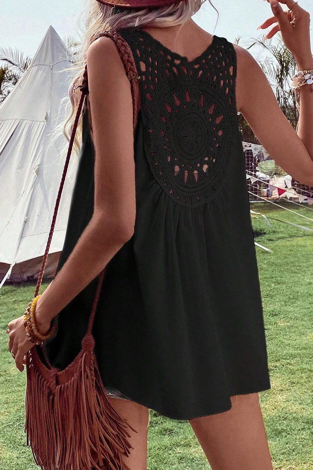 75% OFF BOHEMIAN CROCHET SLEEVELESS TUNIC