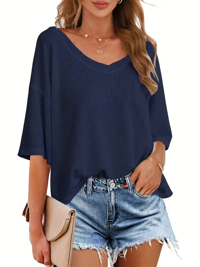 WAFFLE V-NECK