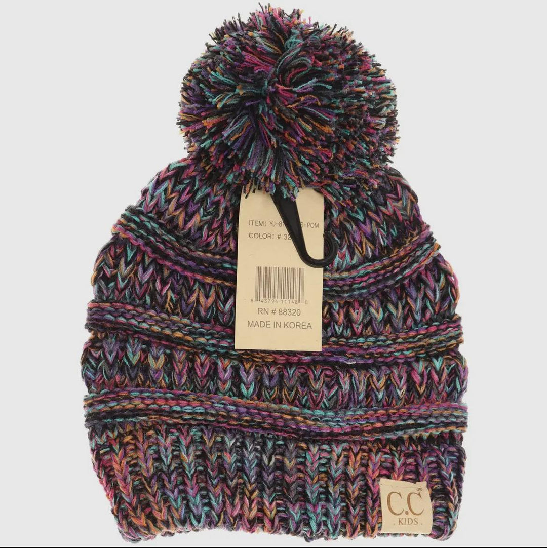 KIDS KNITTED C.C POM BEANIE