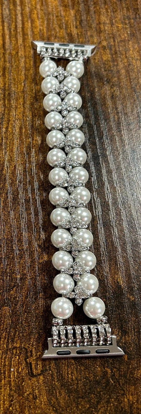 PEARL AND RHINESTONE JEWELRY STRETCHY APPLE WATCH BAND