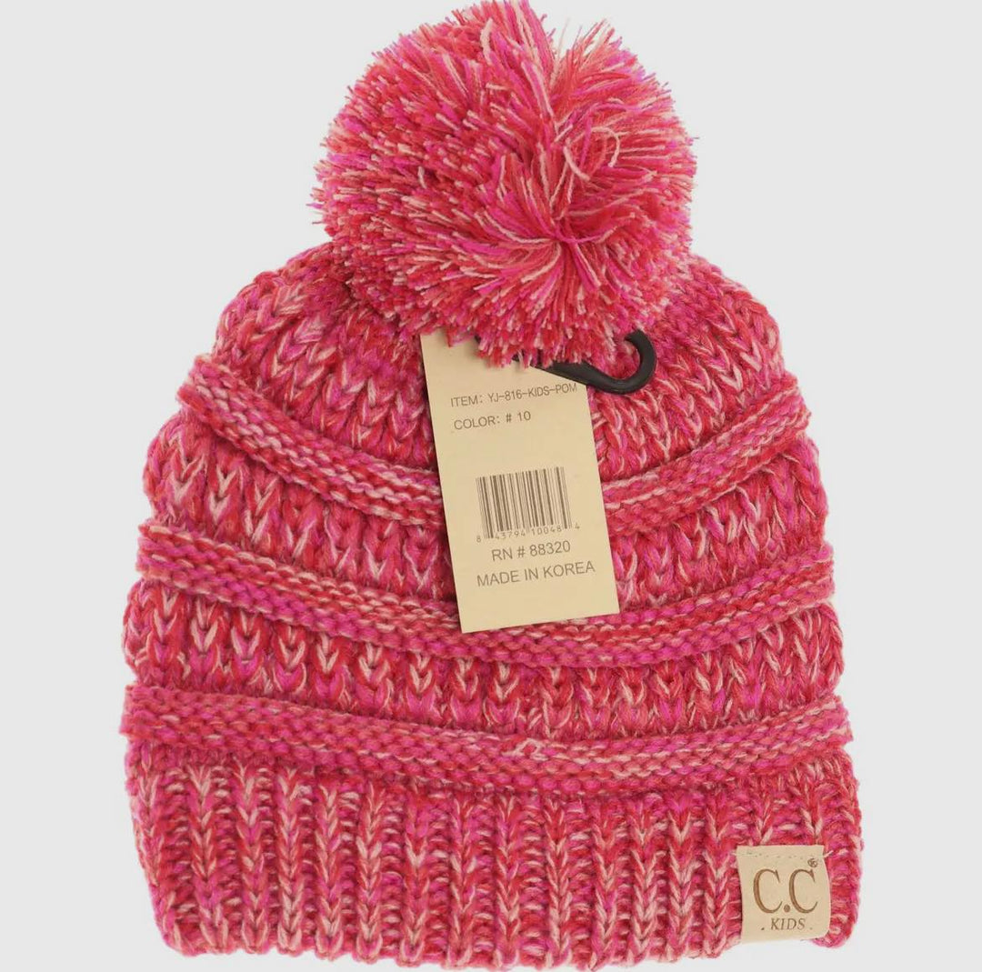 KIDS KNITTED C.C POM BEANIE