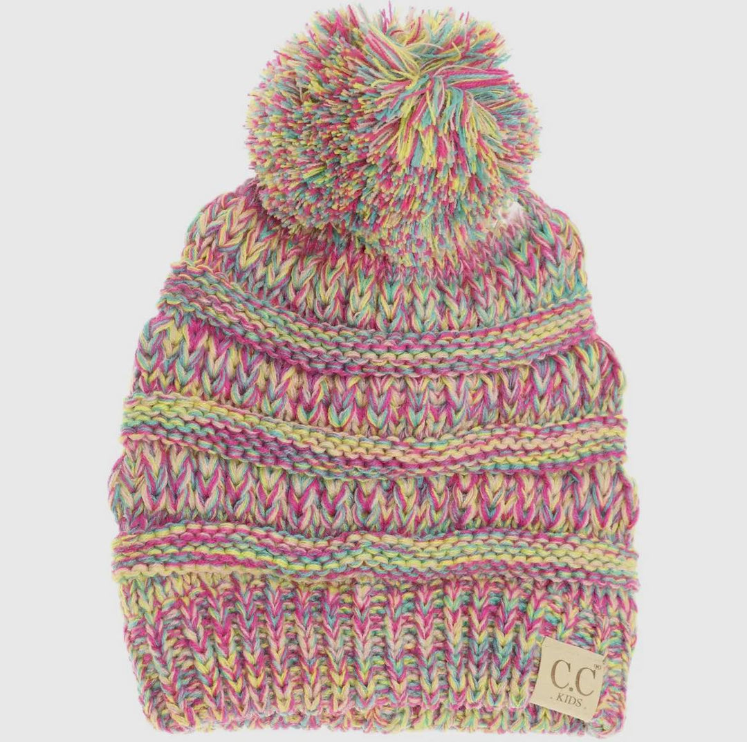 KIDS KNITTED C.C POM BEANIE