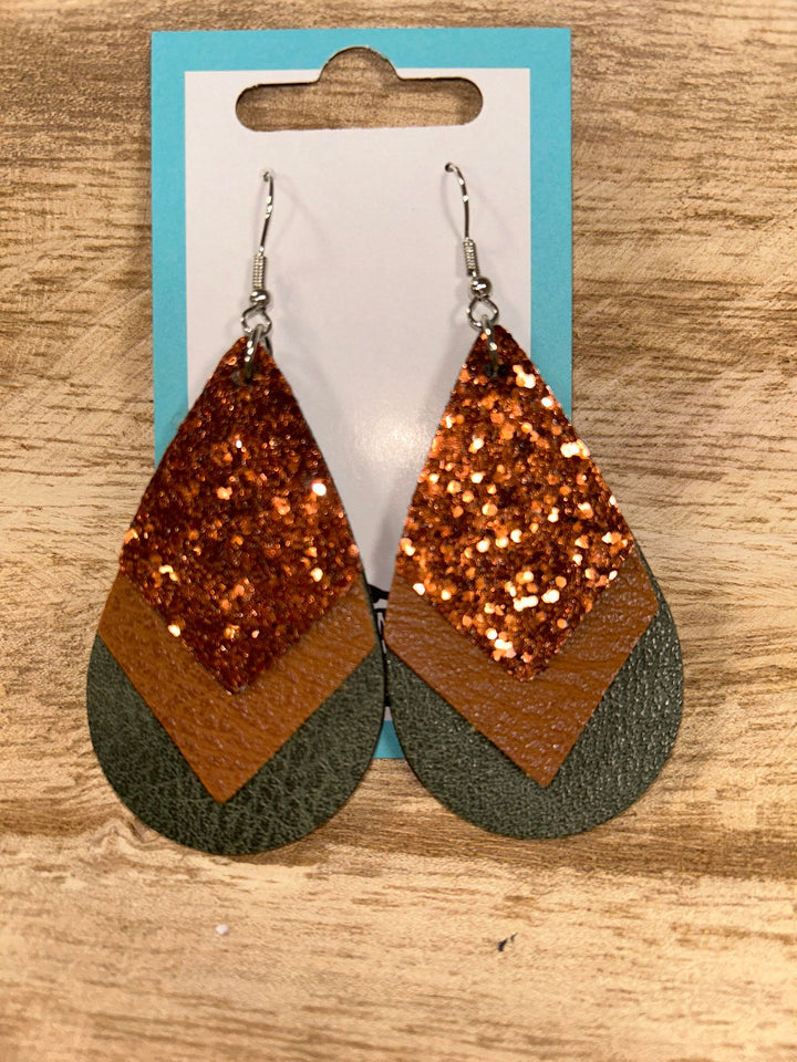 LAYERED GLITTER TEARDROP EARRINGS