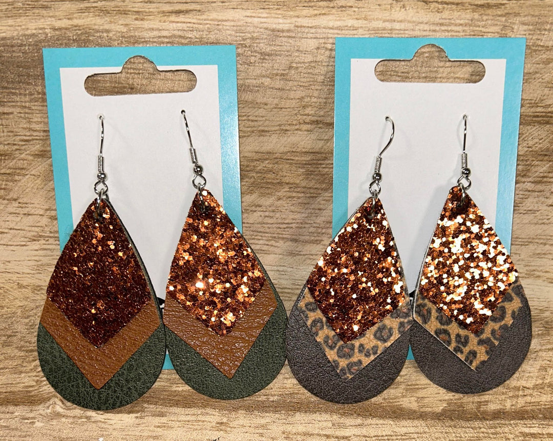 LAYERED GLITTER TEARDROP EARRINGS