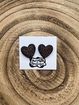 SPARKLE BROWN HEART EARRINGS