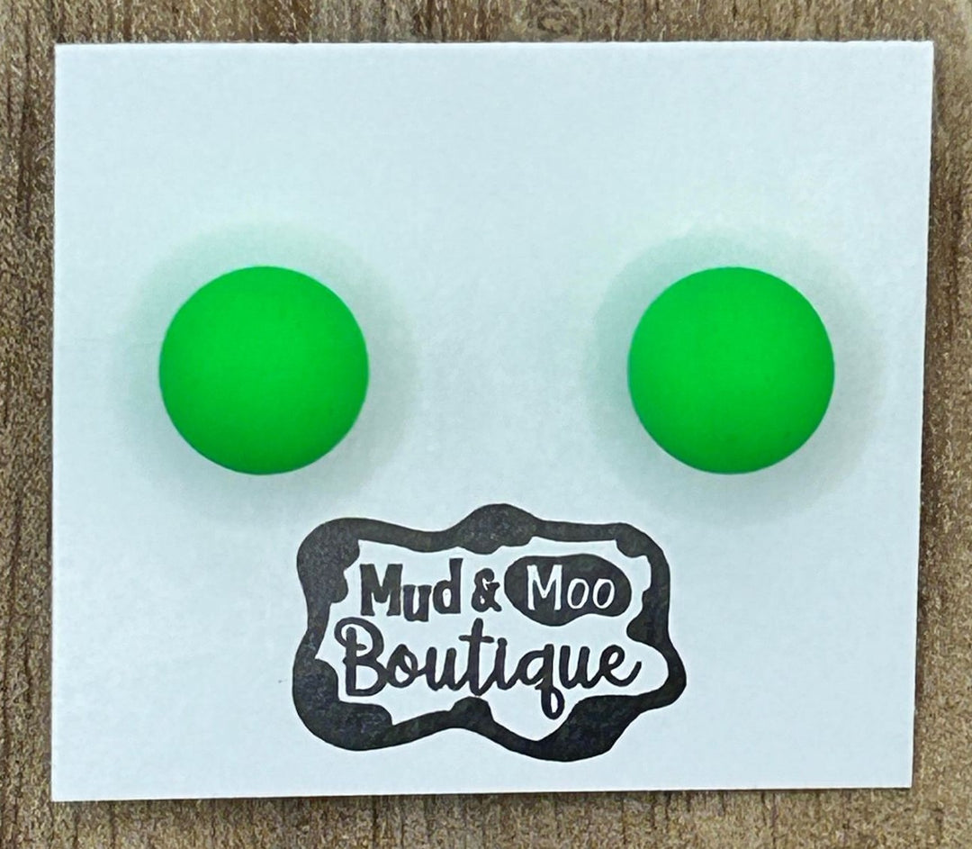 LIME GREEN DOT STUDS