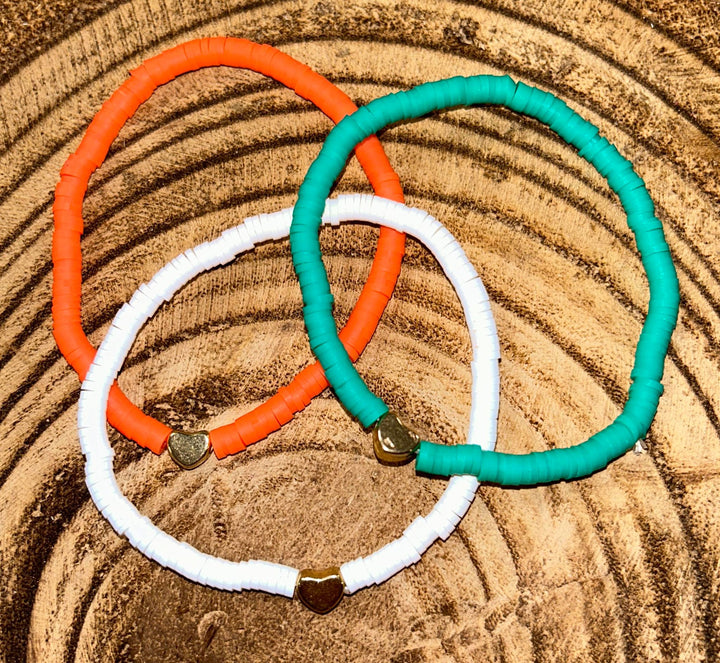 NEON ORANGE HEART BRACELET
