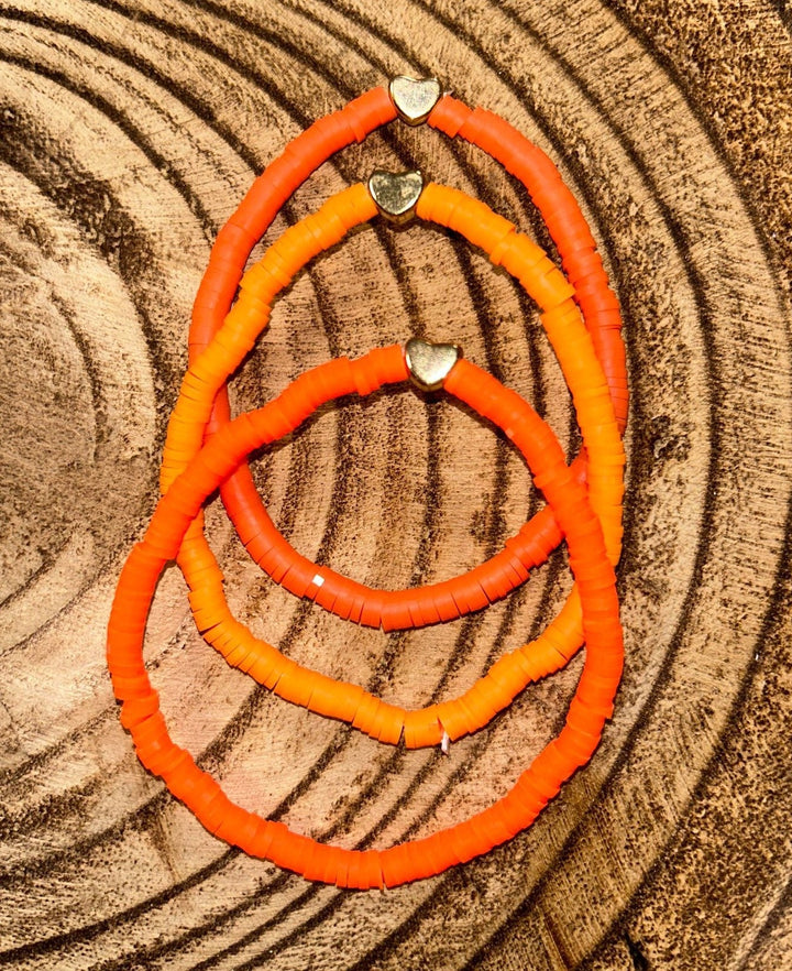 NEON ORANGE HEART BRACELET