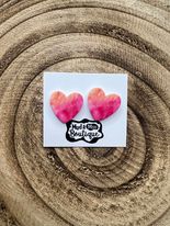 PINK & ORANGE OMBRÉ HEART EARRINGS