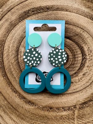 ROUND CLAY DANGLE EARRINGS
