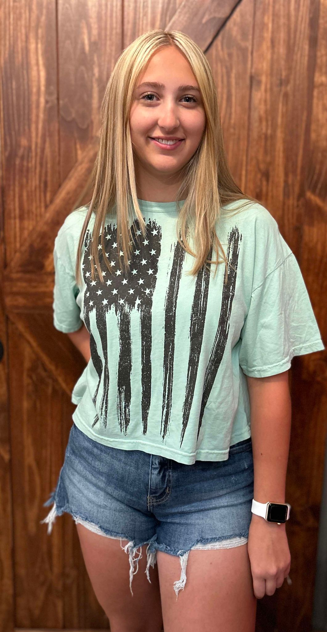 AMERICAN FLAG CROPPED TEE