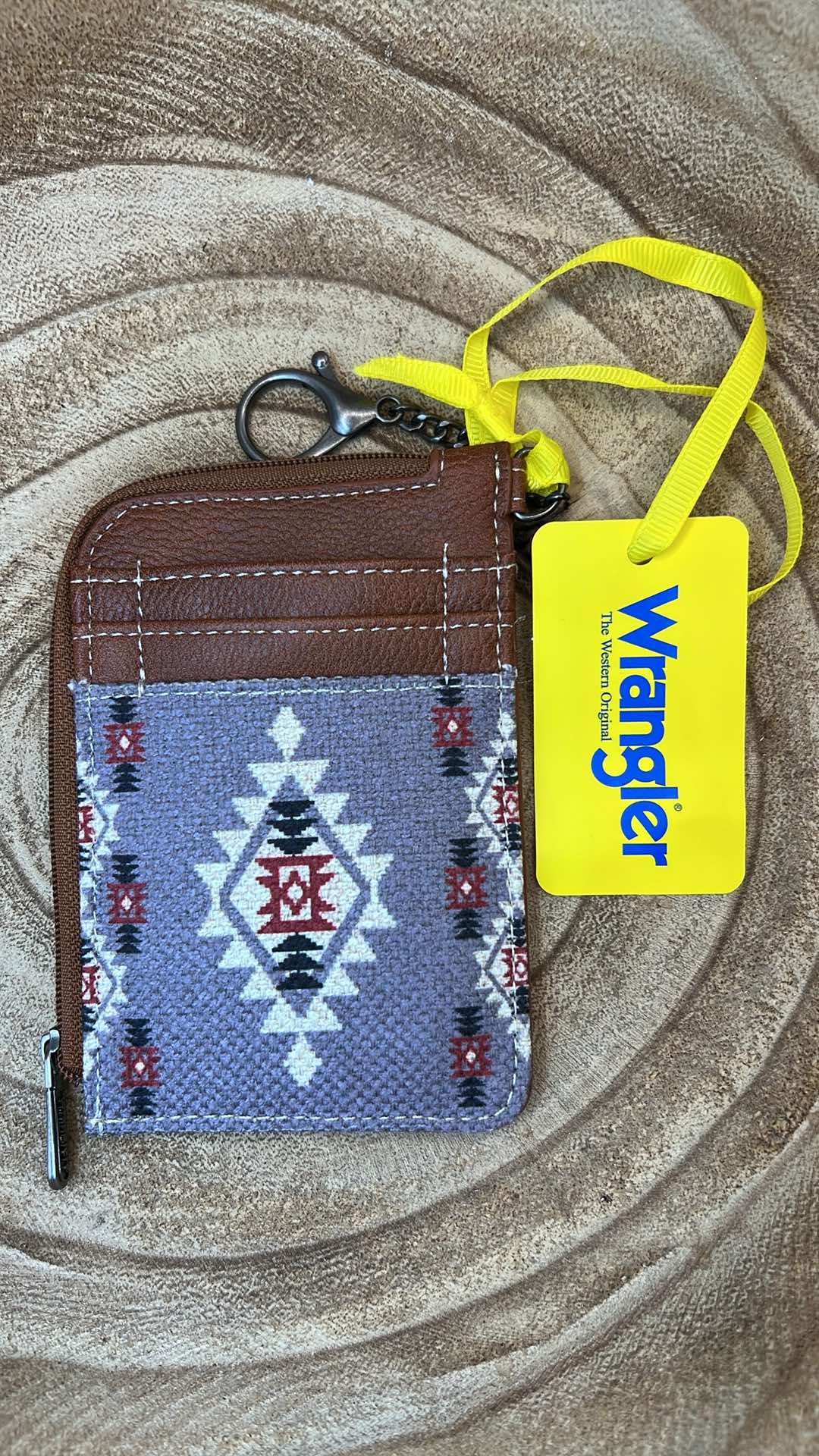 LAVENDER WRANGLER SOUTHWESTERN PRINT MINI ZIP CARD CASE