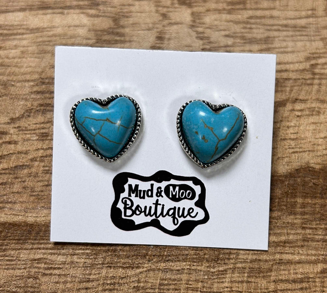 TURQUOISE HEART EARRINGS