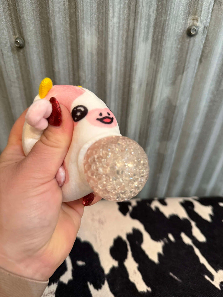 PLUSH STRAWBERRY COW WATER BEAD STRESS BALL