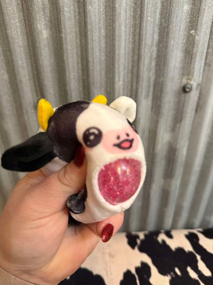 PLUSH STRAWBERRY COW WATER BEAD STRESS BALL