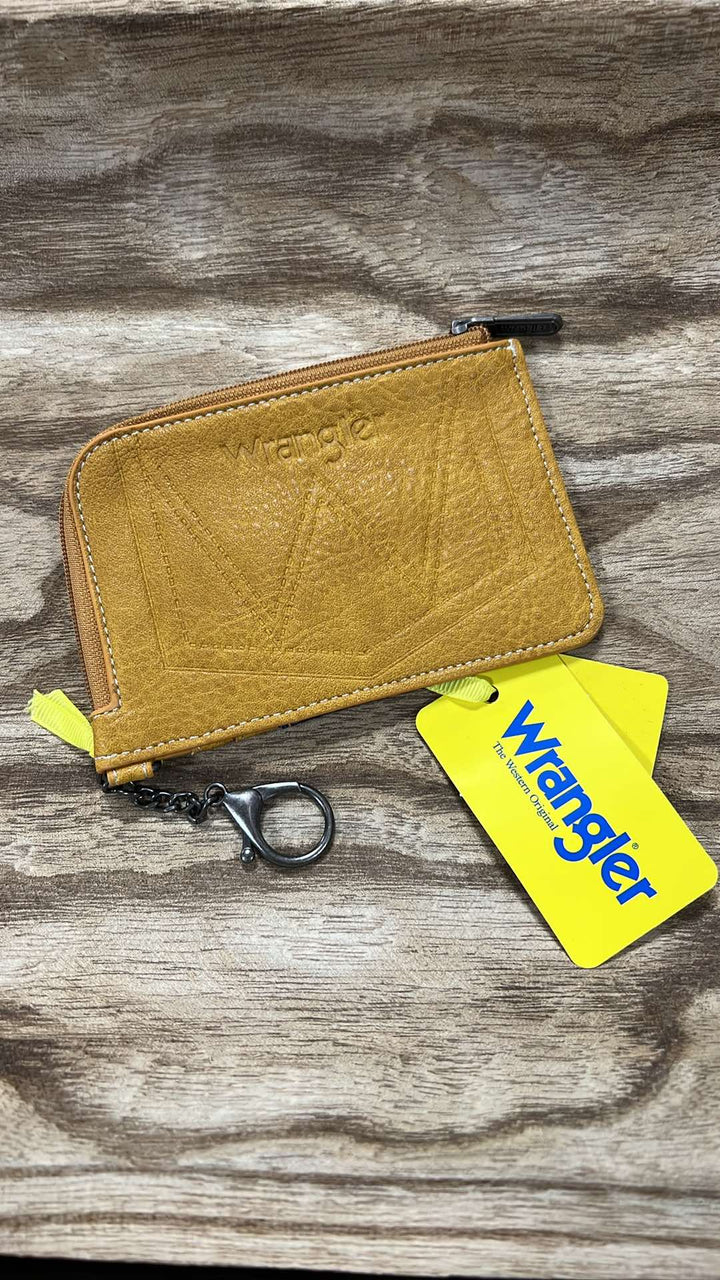 MUSTARD WRANGLER SOUTHWESTERN PRINT MINI ZIP CARD CASE