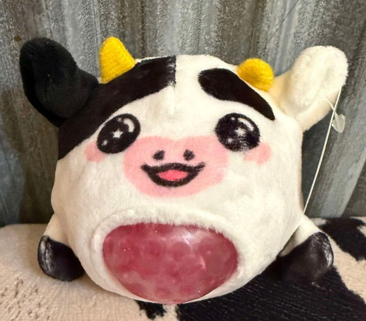 PLUSH STRAWBERRY COW WATER BEAD STRESS BALL
