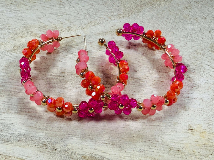 FLOWERS IN BLOOM HOOP EARRINGS