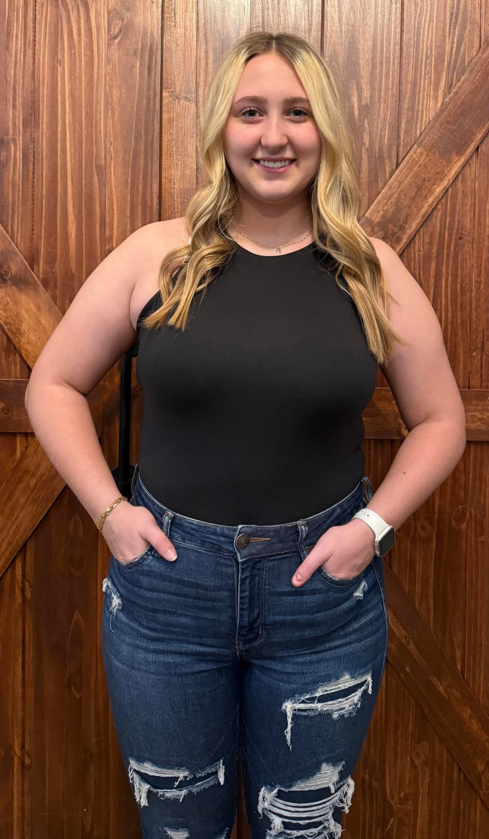 SOLID BLACK TANK BODY SUIT