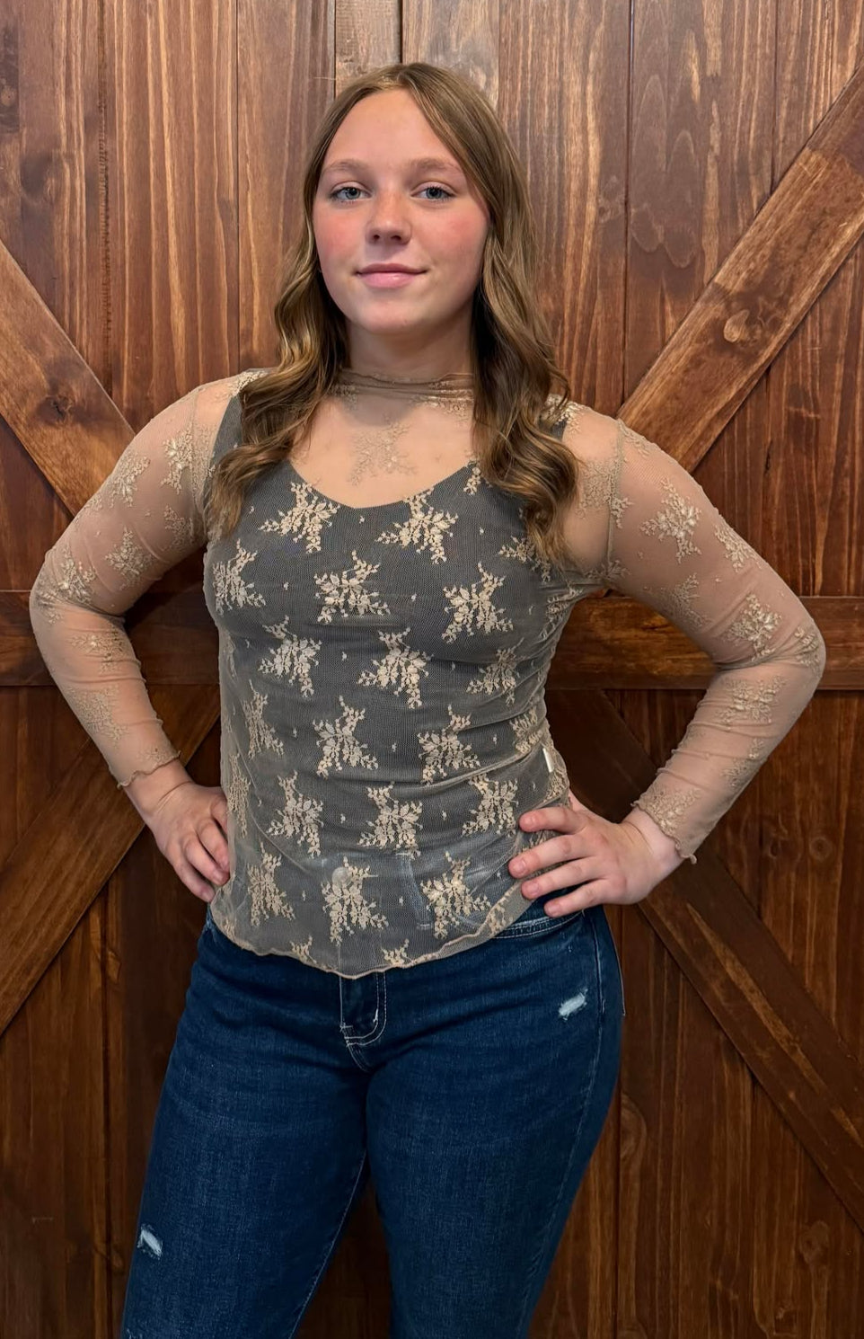 COFFEE SLEEK STYLE MESH TOP