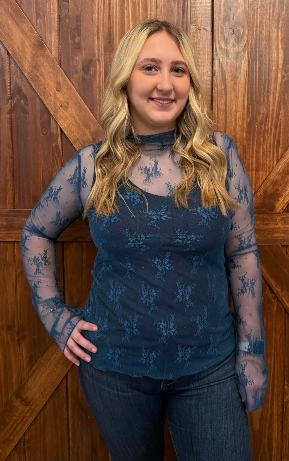 TEAL SLEEK STYLE MESH TOP (ONLY PLUS SIZE)