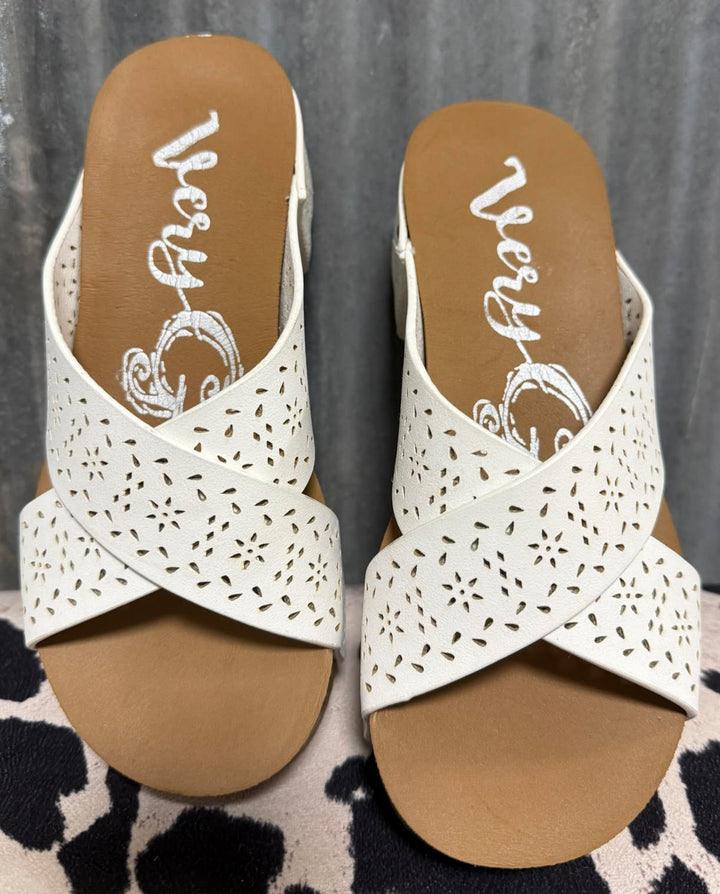 LET'S SNEAK AWAY WHITE WEDGE SANDALS