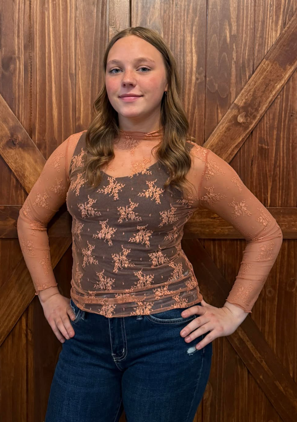 RUST SLEEK STYLE MESH TOP