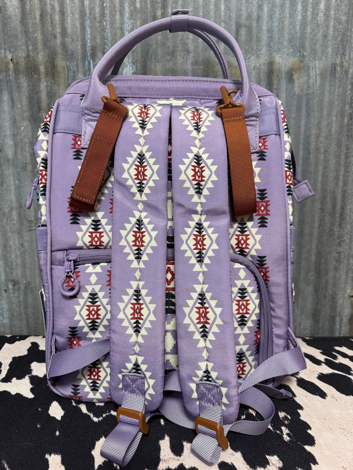 LAVENDER WRANGLER AZTEC BACKPACK/DIAPER BAG