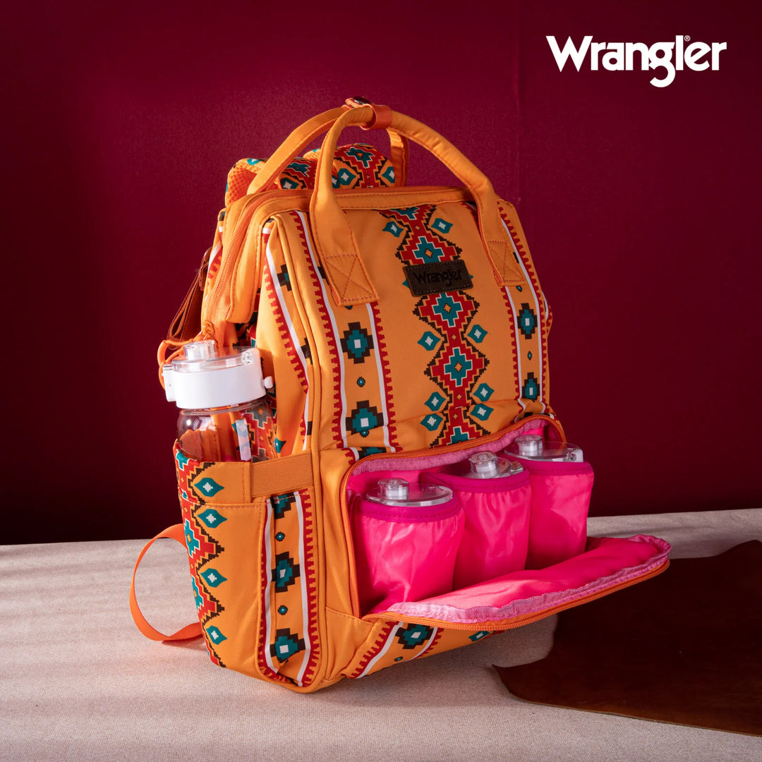 ORANGE WRANGLER AZTEC BACKPACK/DIAPER BAG