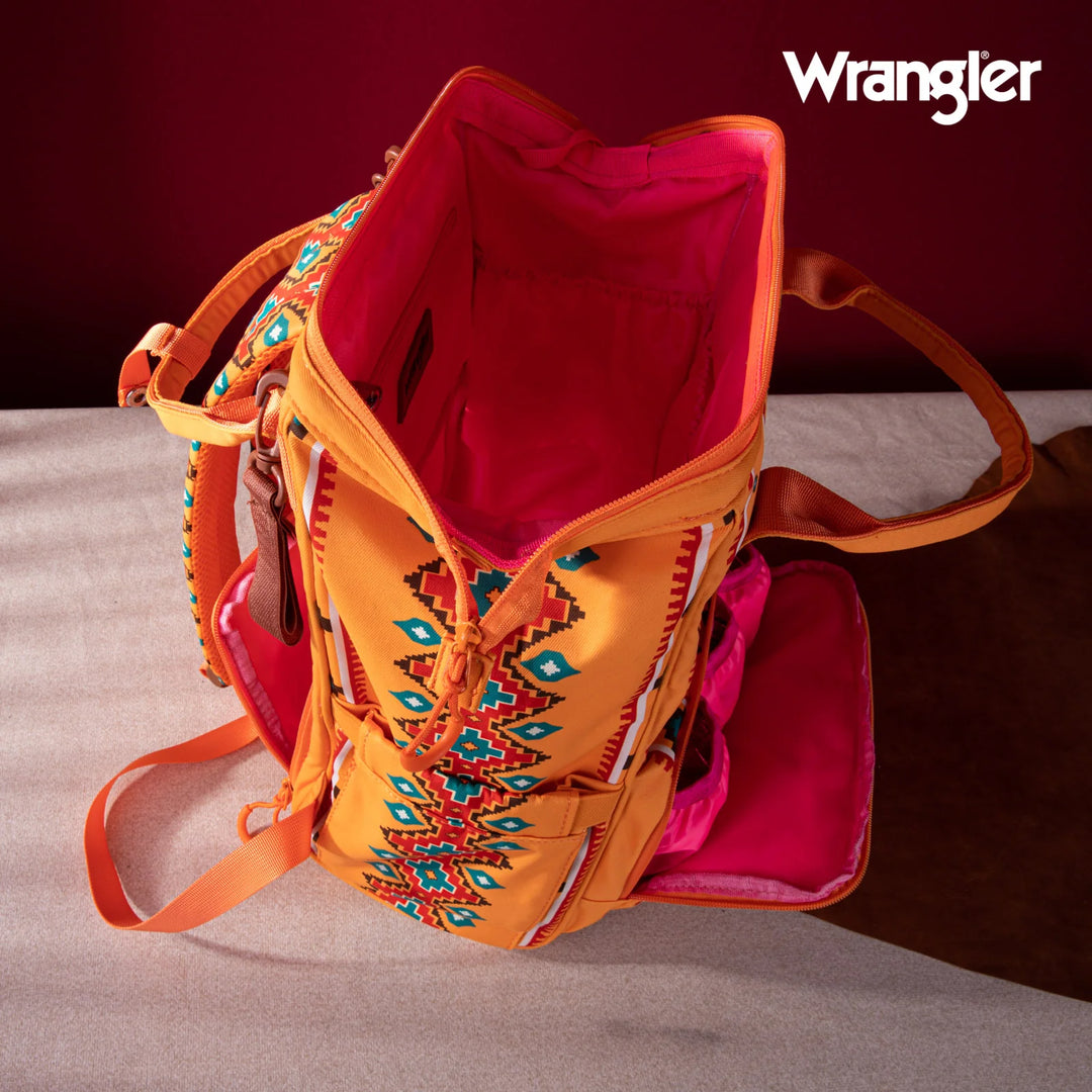 ORANGE WRANGLER AZTEC BACKPACK/DIAPER BAG