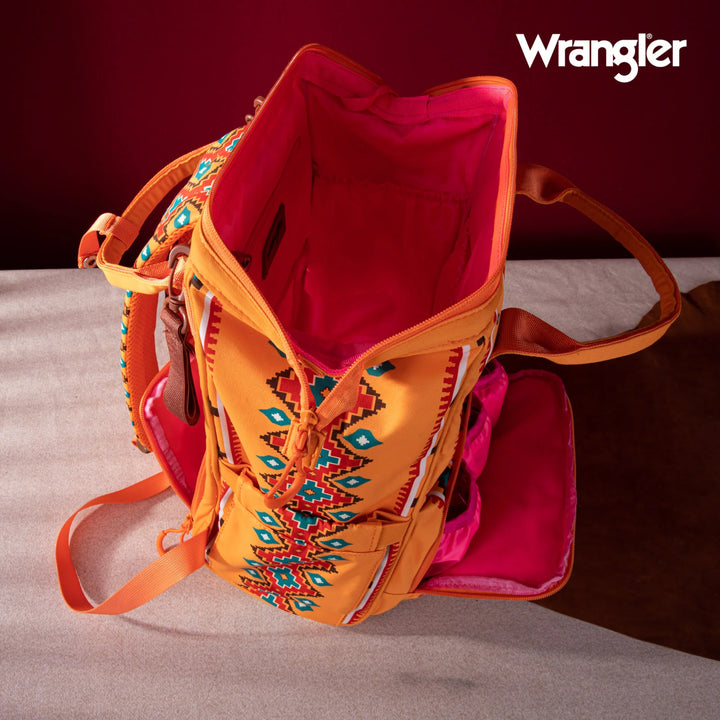 ORANGE WRANGLER AZTEC BACKPACK/DIAPER BAG