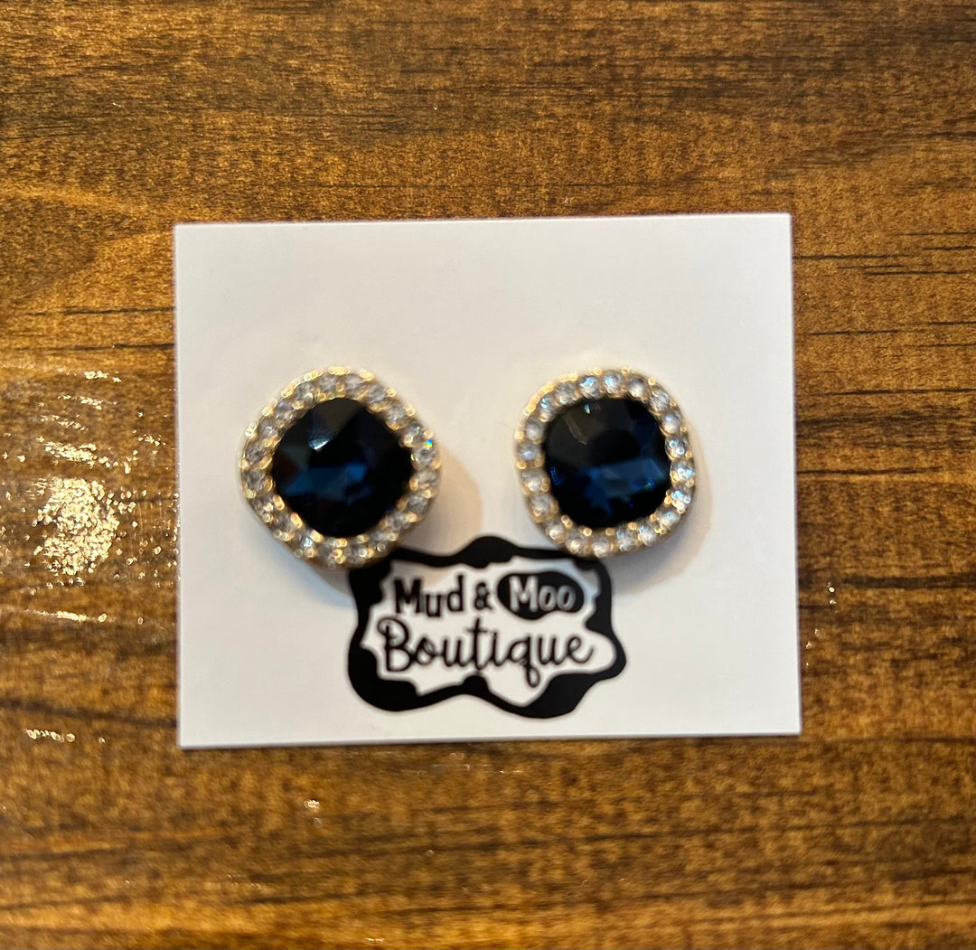 BLUE SAPPHIRE SQUARE EARRINGS
