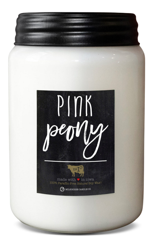 PINK PEONY 26OZ FARMHOUSE JAR SOY CANDLE