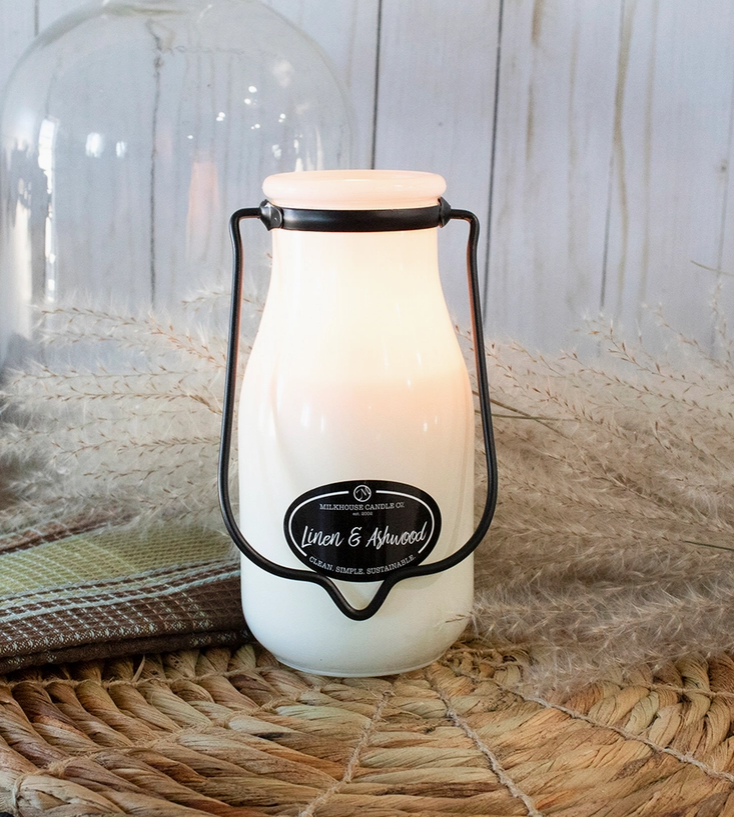 LINEN & ASHWOOD 14OZ MILKBOTTLE SOY CANDLE