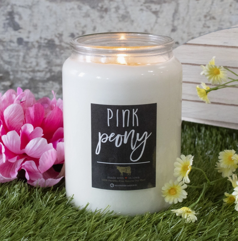 PINK PEONY 26OZ FARMHOUSE JAR SOY CANDLE