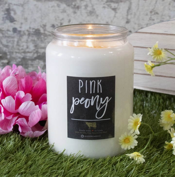 PINK PEONY 26OZ FARMHOUSE JAR SOY CANDLE