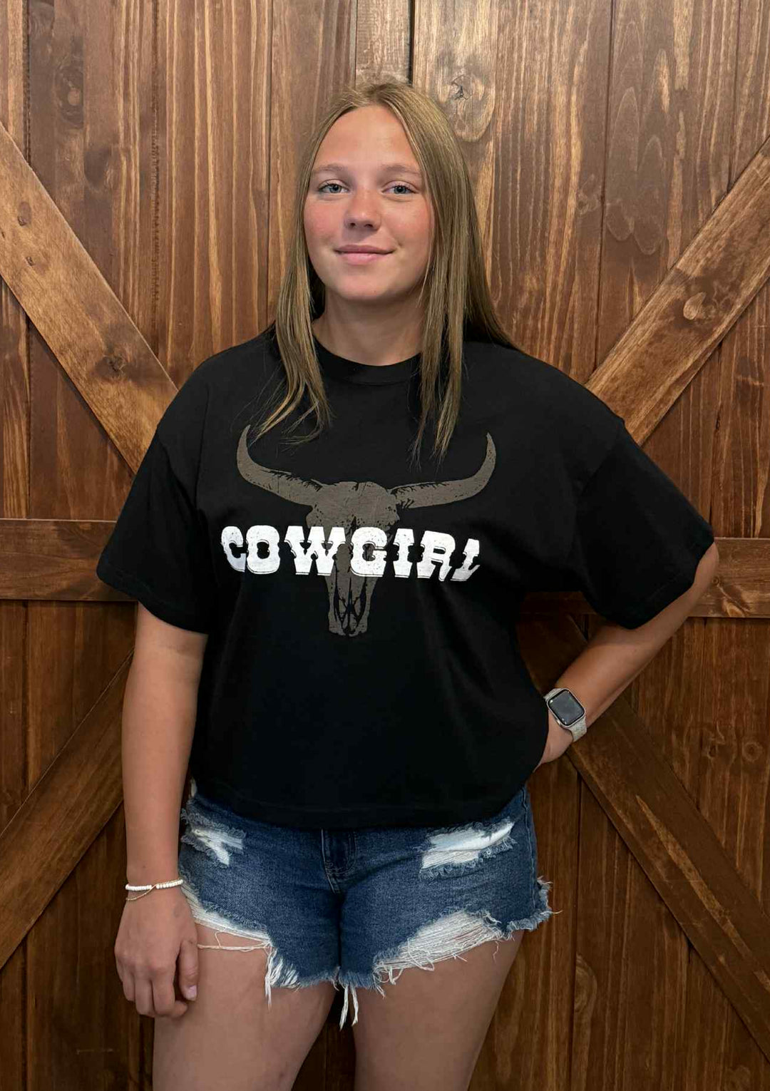COWGIRL LONG CROPPED TEE
