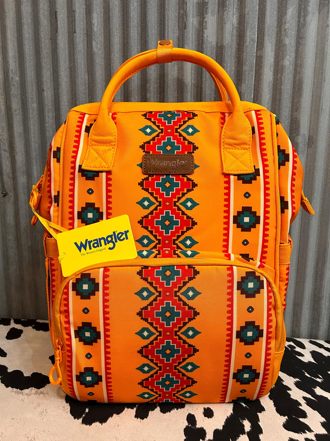 ORANGE WRANGLER AZTEC BACKPACK/DIAPER BAG