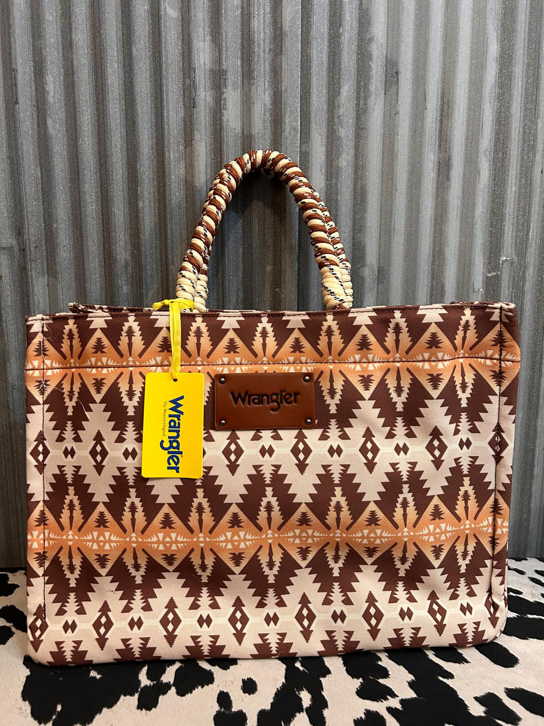 LIGHT COFFEE WRANGLER OVERSIZED TOTE BAG BRAIDED HANDLES WEEKENDER BAG