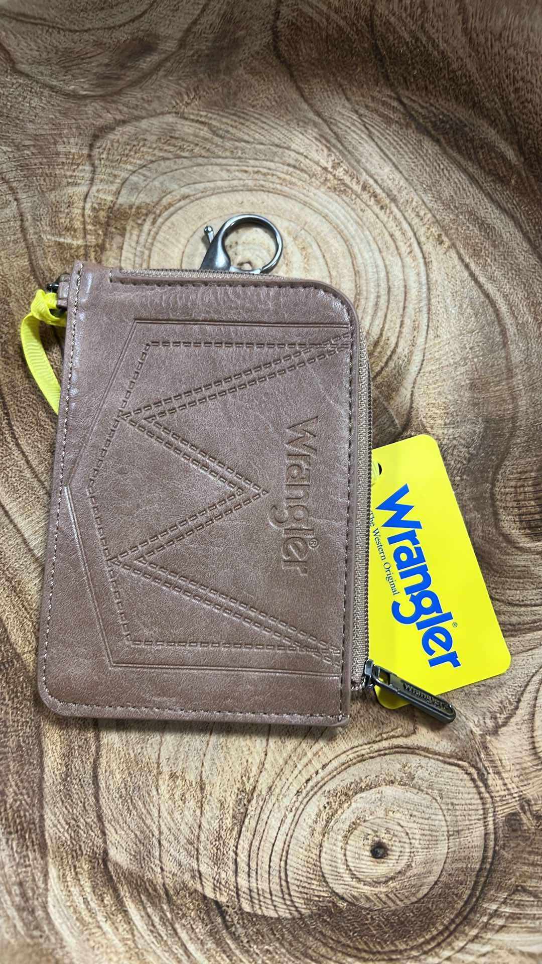 KHAKI WRANGLER MINI ZIP CARD CASE
