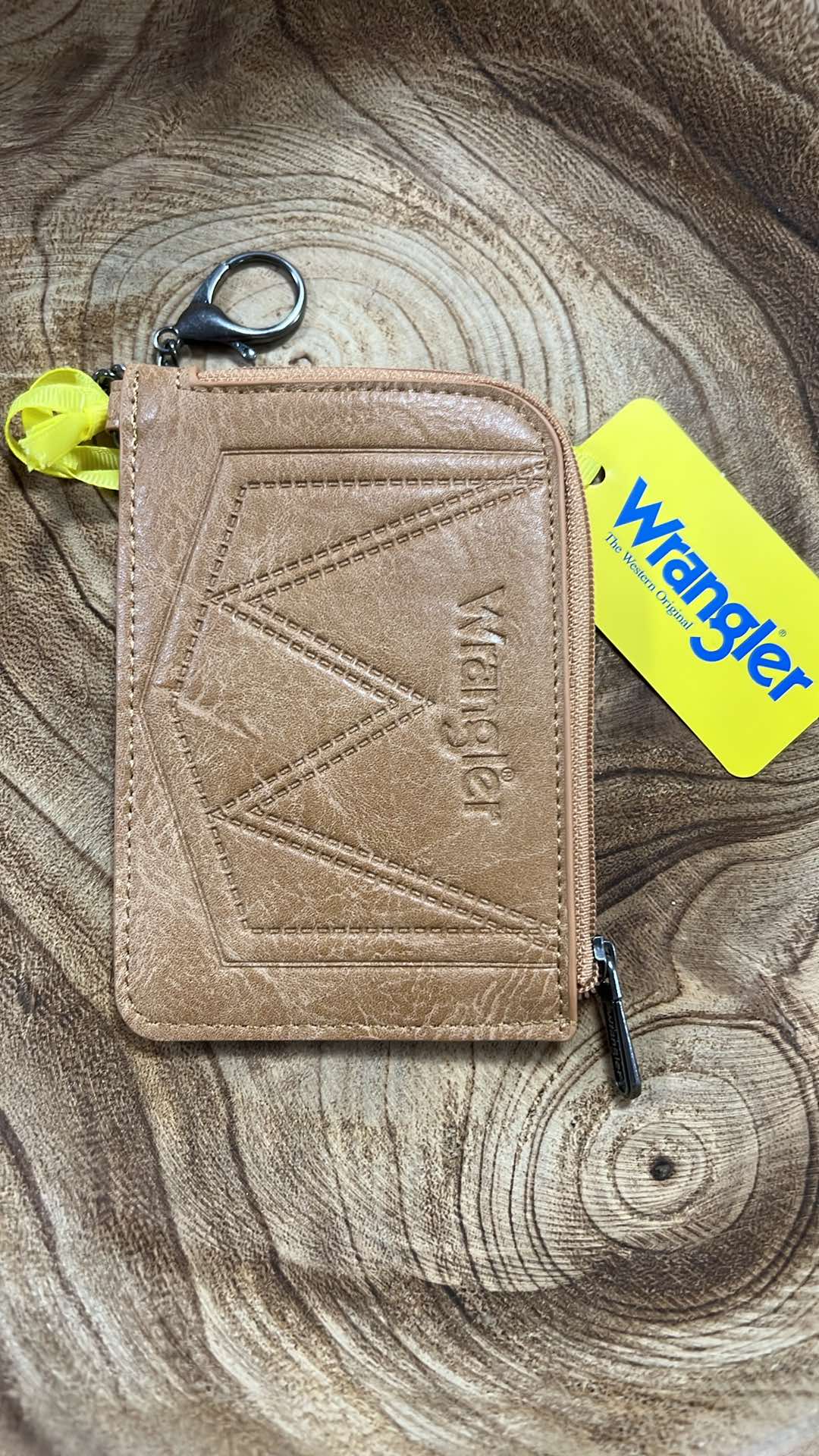 LIGHT BROWN WRANGLER MINI ZIP CARD CASE