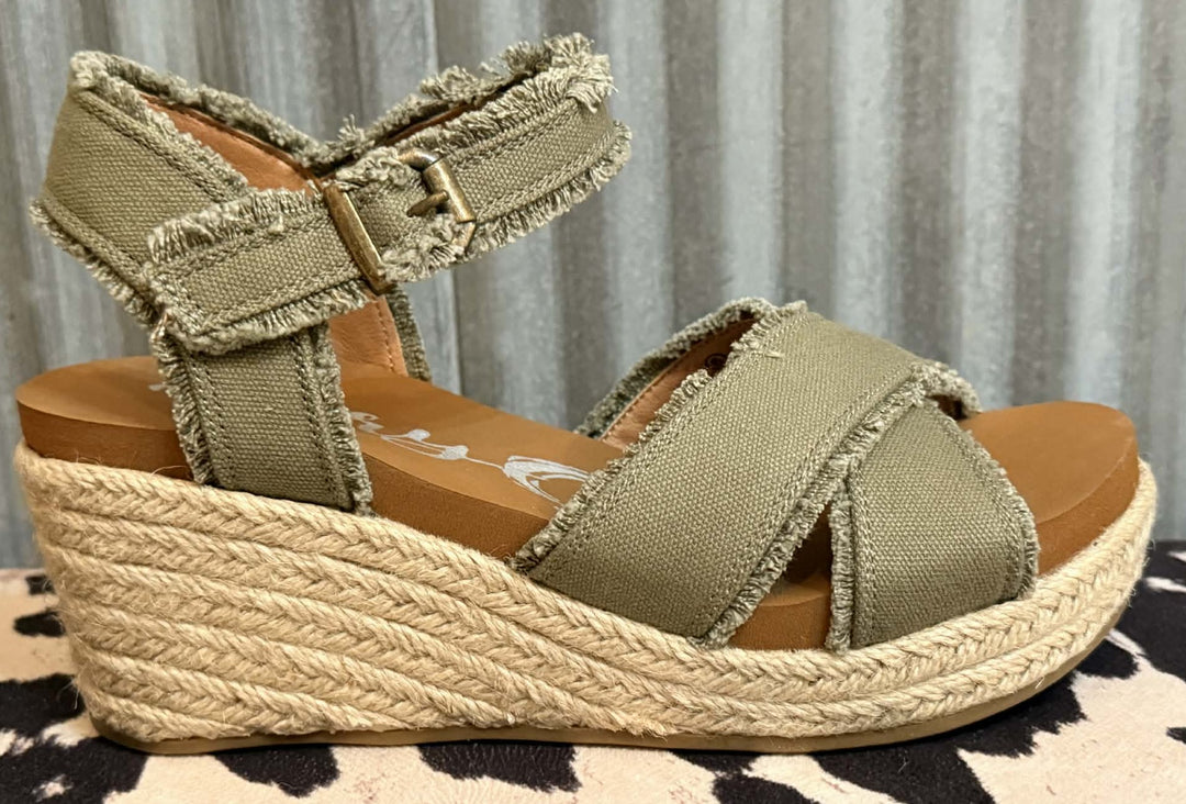 EASY BREEZY KHAKI WEDGE SANDALS