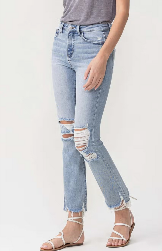 LOVERVET HANDY HIGH RISE CROP FLARE JEANS