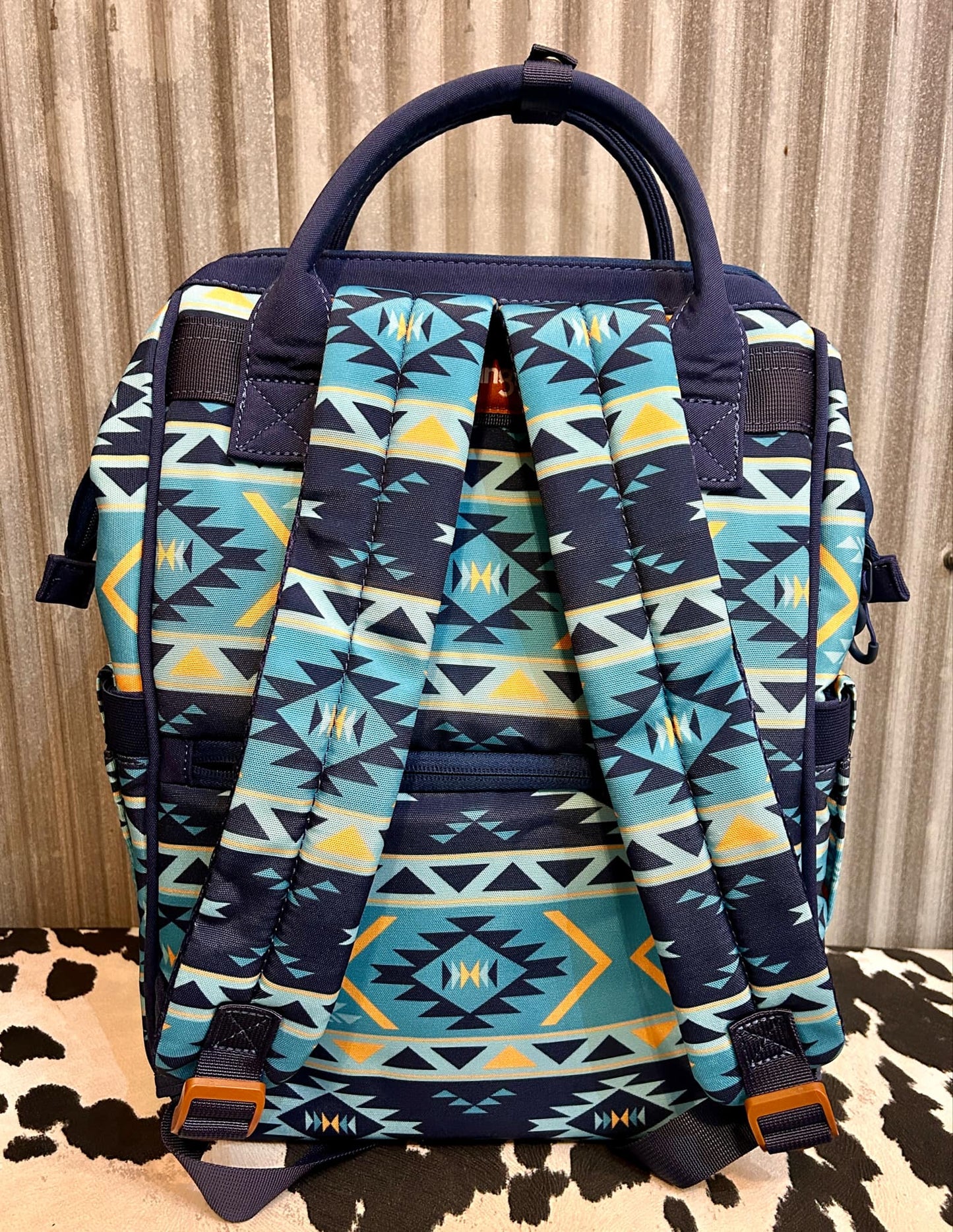 NAVY WRANGLER AZTEC BACKPACK/DIAPER BAG