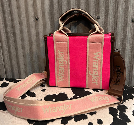 Pink Wrangler Color Block Crossbody Tote