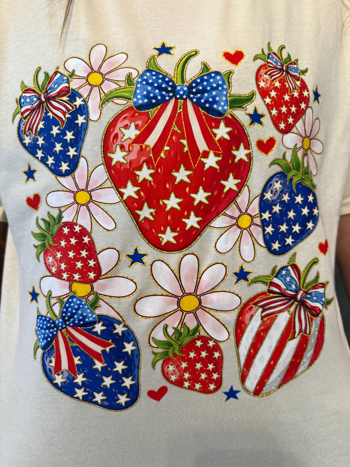 RED WHITE & BLUE BERRIES GRAPHIC TEE