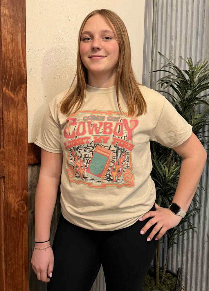 LIGHT MY FIRE COWBOY GRAPHIC T-SHIRT