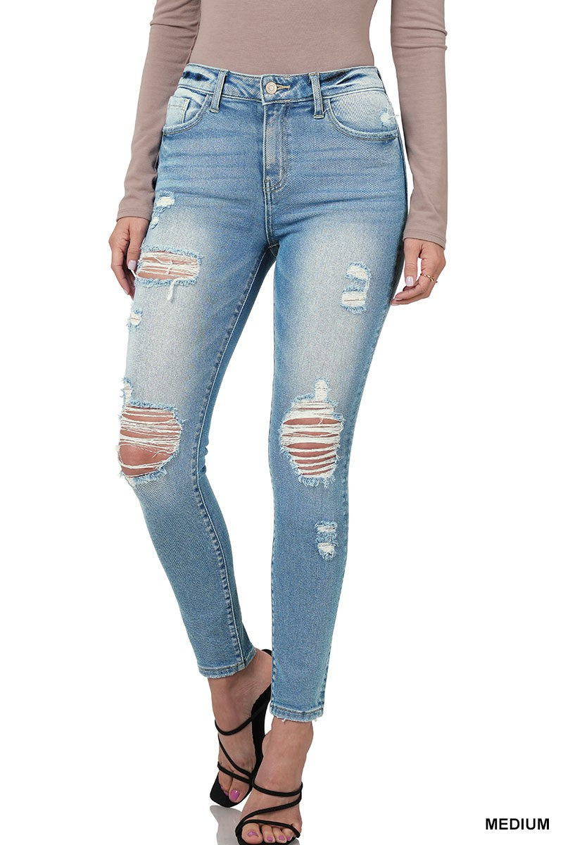 VIVIAN DISTRESSED SKINNY JEANS