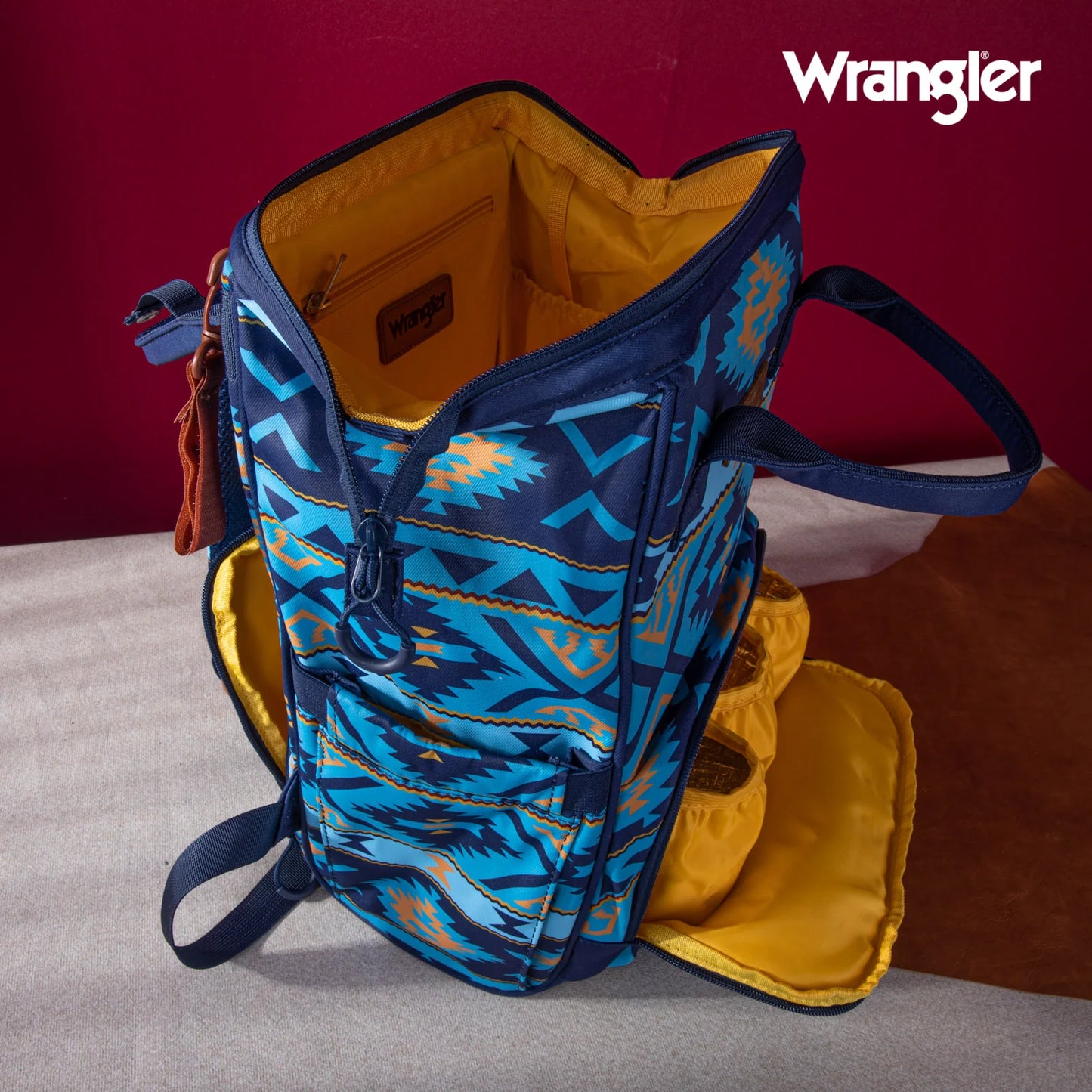 NAVY WRANGLER AZTEC BACKPACK/DIAPER BAG